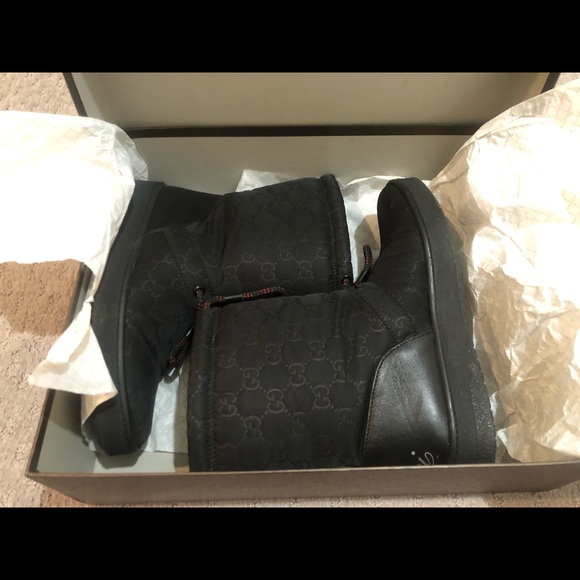 AUTHENTIC NYLON GUCCI GUCCISSIMA MIRO’SOFT NERO/NERO BOOTS - Picture 11 of 12